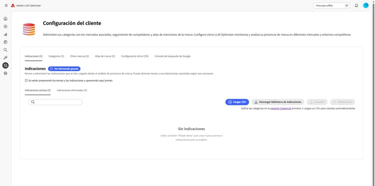 Ventana de configuración del cliente