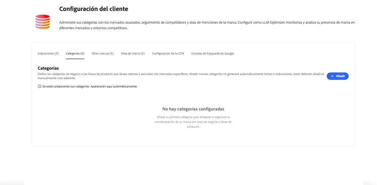 Panel de control Configuración del cliente