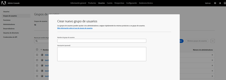 Crear grupo de IMS de administradores de LLMO