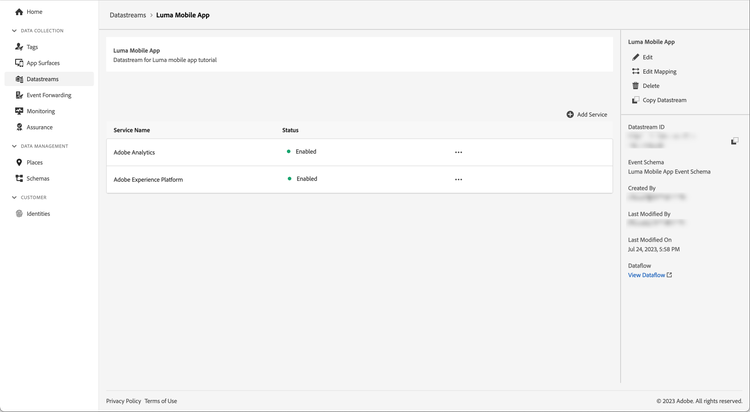 configuración de secuencia de datos