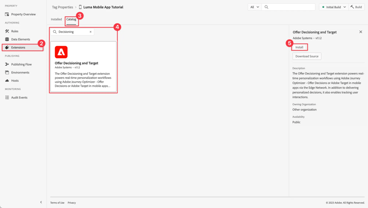 Agregar extensión de Offer Decisioning y Target