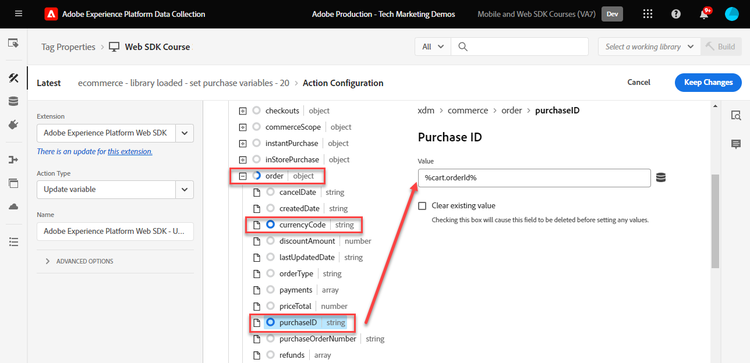 Estableciendo purchaseID para Analytics