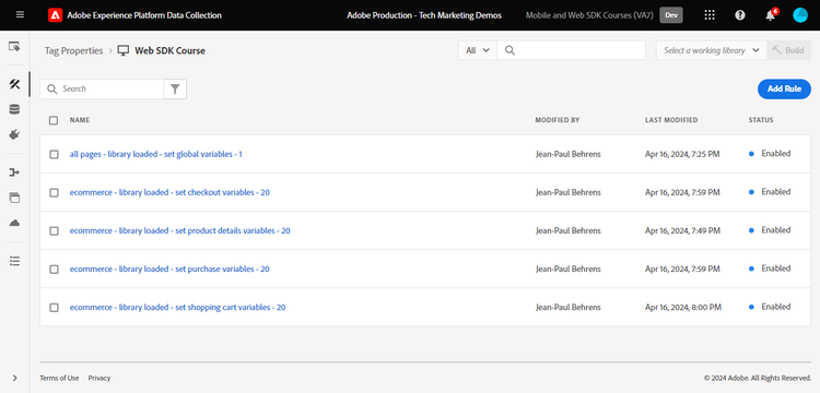 Reglas XDM de Analytics