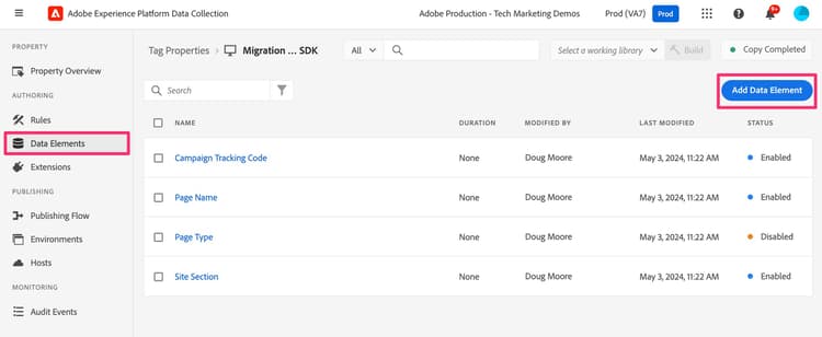 Agregar elemento de datos