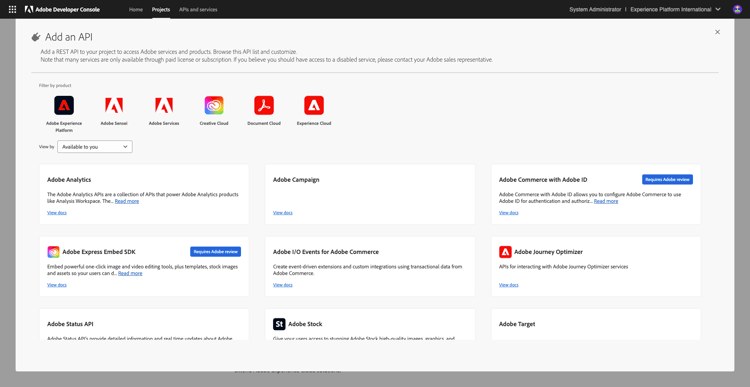 Nueva integración de Adobe I/O