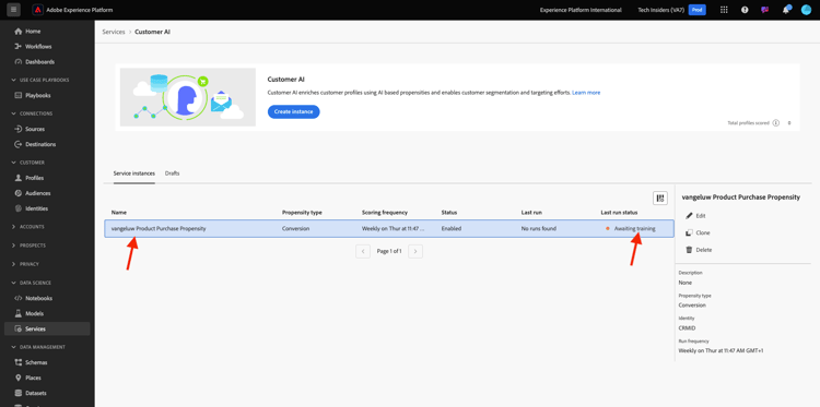 Resumen de configuración de instancia