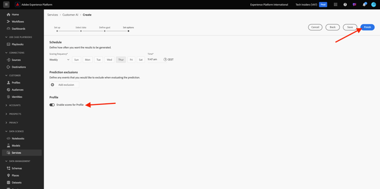 Definir avance de CAI