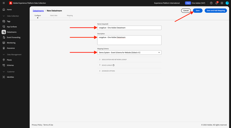 Asigne un nombre a la configuración de Edge y guarde