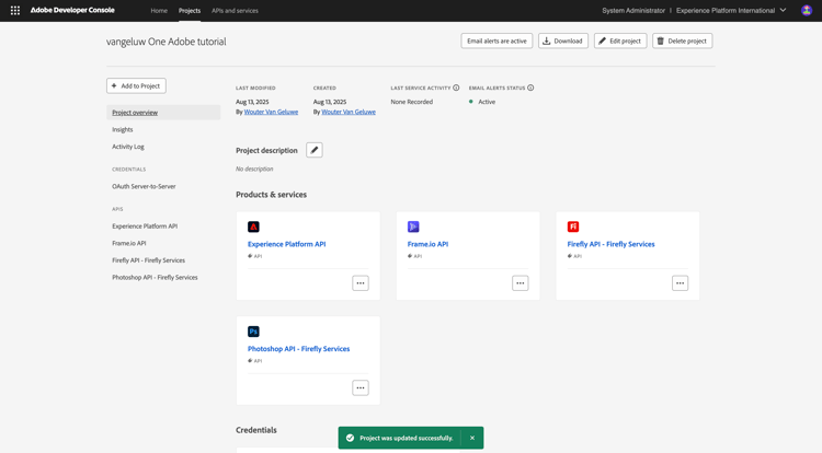 Nueva integración de Adobe I/O