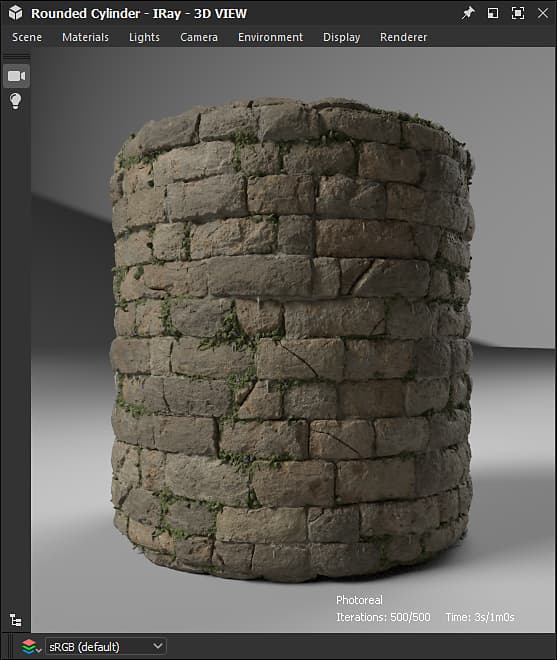 Material de la pared del castillo medieval procesado en Iray