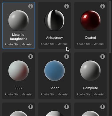 Cuadro de diálogo Nuevo gráfico de Substance: vista de miniaturas