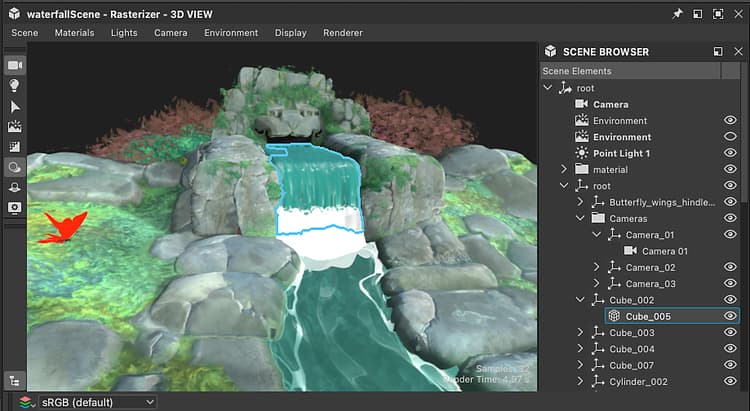 Explorador de escenas: escena 3D cargada