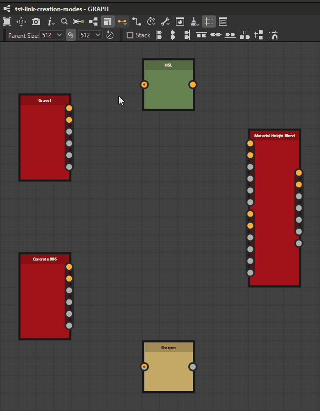 Modo de creación de vínculos: material compacto