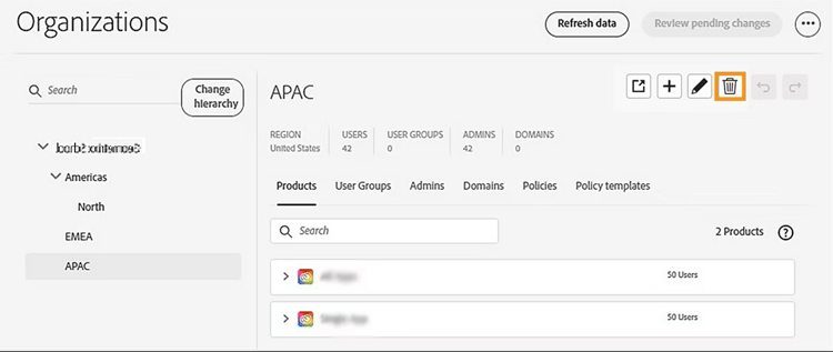 Eliminar organización