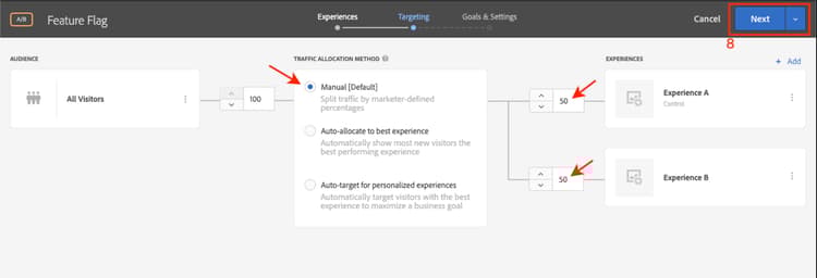 Configuración de actividad de marcador de característica