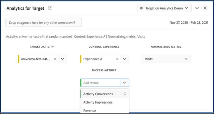 Analytics for Target para Auto-Target actividades.