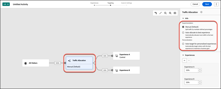 Configuración del método de asignación de tráfico