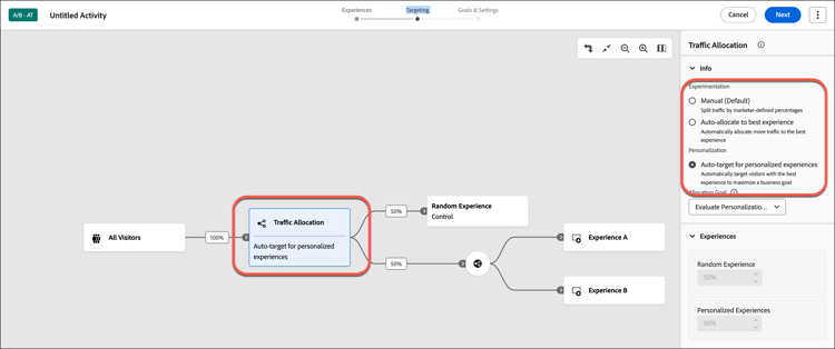 Configuración del método de asignación de tráfico