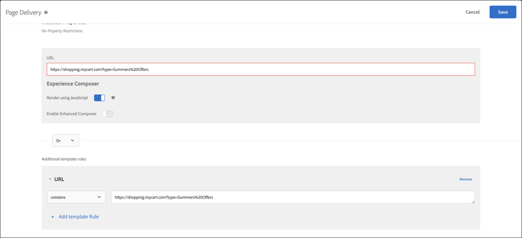 Replicación de URL en reglas de plantilla