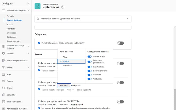 Acceso que muestra las opciones Contribuir