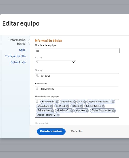 Editar equipo