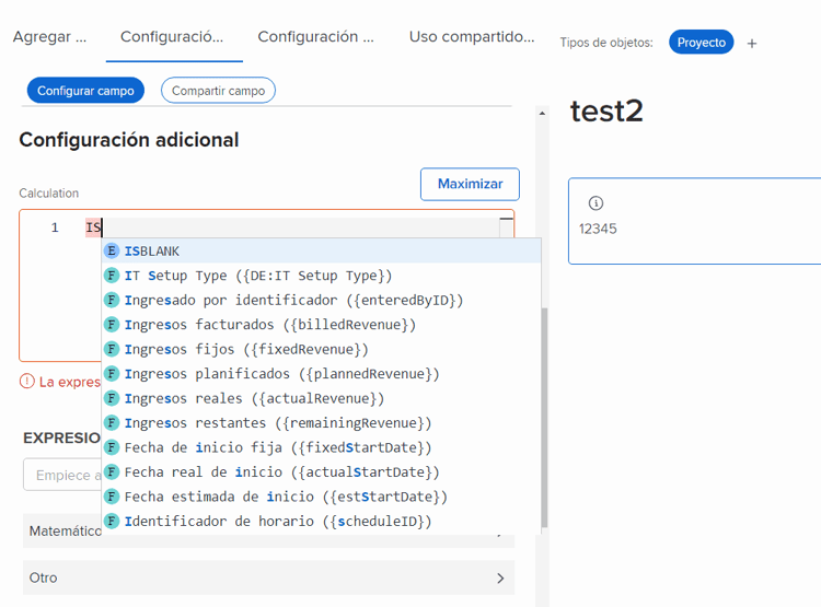 Mensaje de error sin mayúsculas en el nombre de la expresión