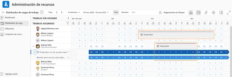 Barra gris de días libres