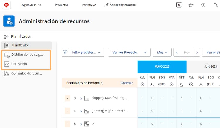 Equilibrador de carga de trabajo con informe de utilización