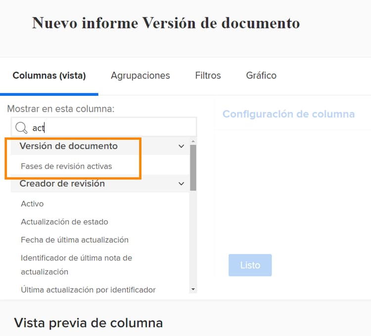 Pestaña Filtros del Creador de informes