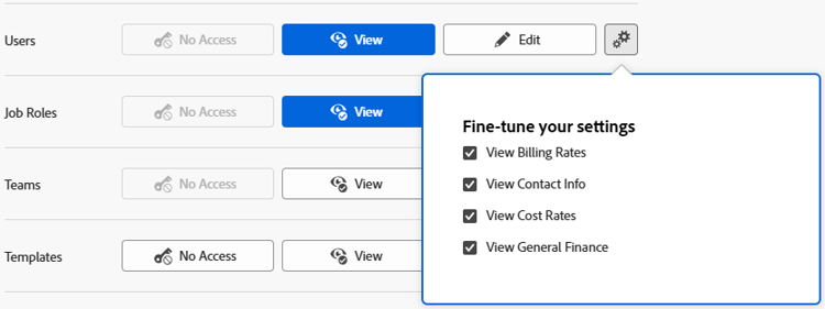 Ajustar la configuración de usuario de vista