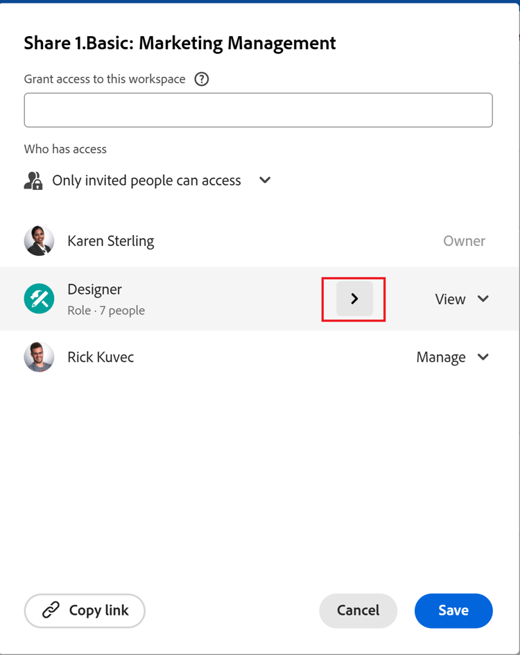 Compartir espacio de trabajo con un grupo