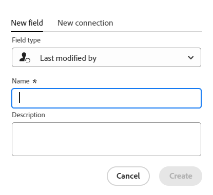 Última modificación por tipo de campo