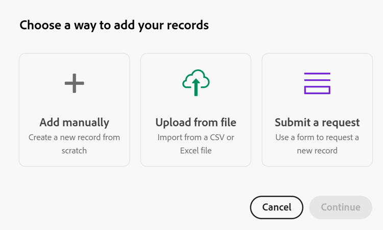 Tres formas de crear registros modales de elección