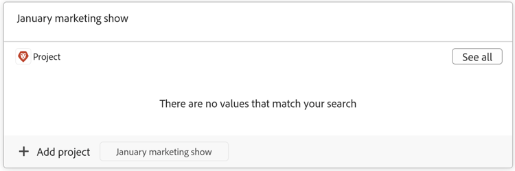 Agregar proyecto al conectarlo desde un campo de conexión