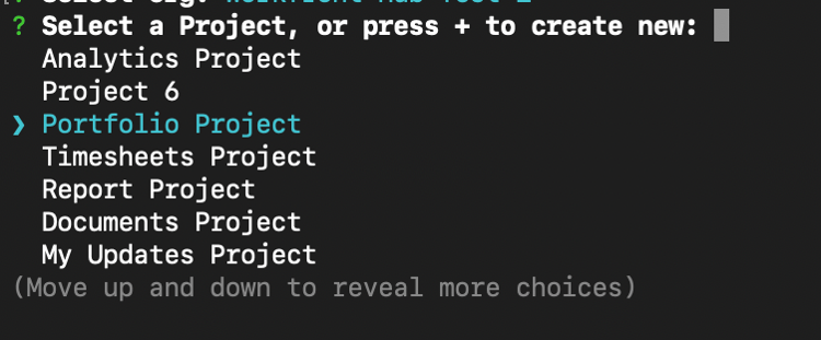 seleccionar e introducir nombre de proyecto