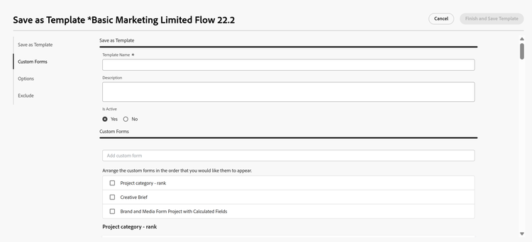 Guardar proyecto como plantilla de principio del cuadro