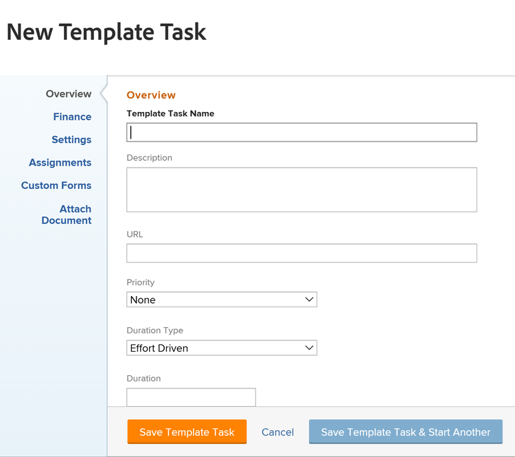 Nueva tarea de plantilla