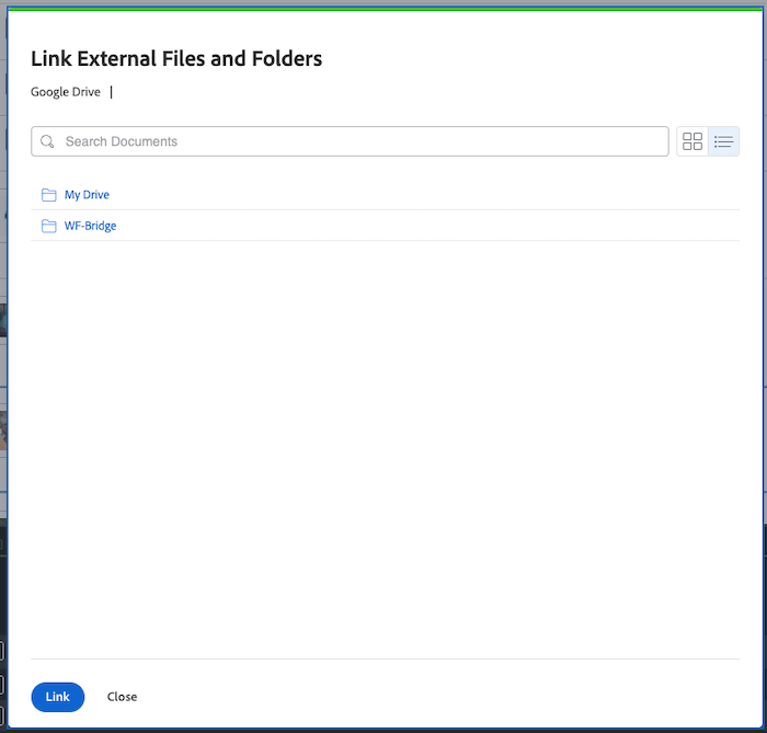 agregar documento con integración de Google Drive