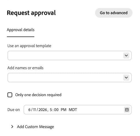 Solicitar aprobación en modo Básico