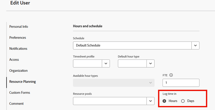 Registrar tiempo en opciones