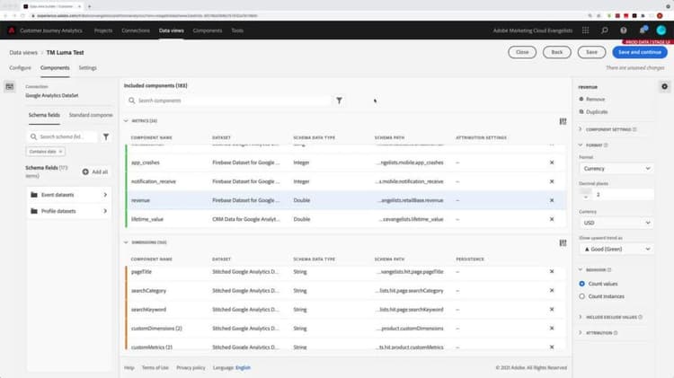 Formato de métricas en Vistas de datos