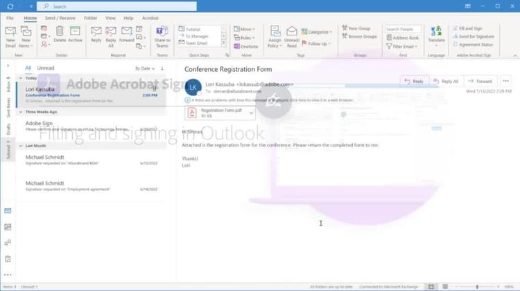 Rellenar y firmar en Outlook