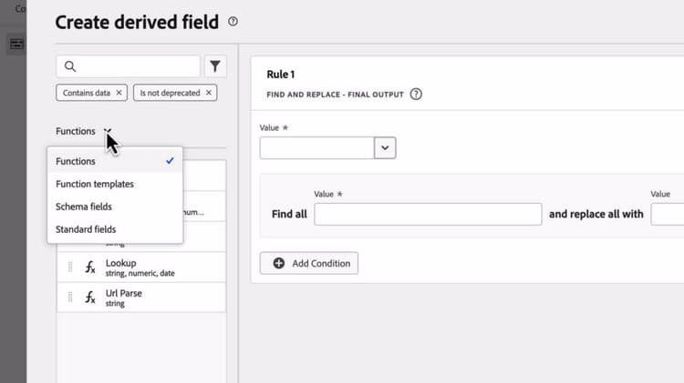 Crear campos derivados en el Customer Journey Analytics