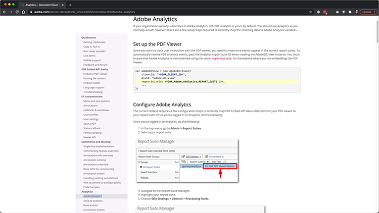 Capture d’écran de l’intégration avec les Google Analytics