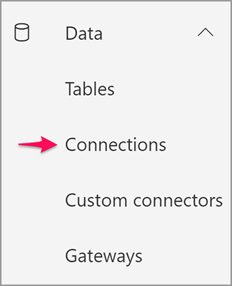 Menu Connexions sur le site Microsoft Power Automate