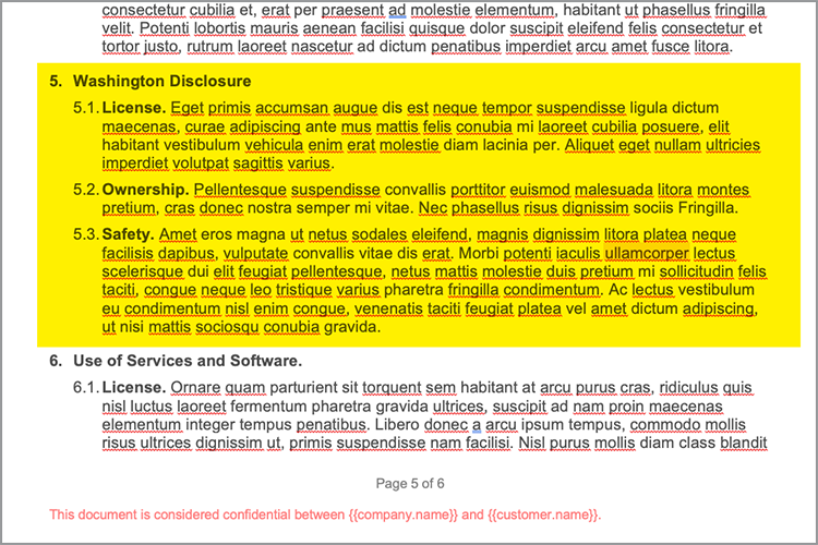 Capture décran de la sélection de la section California Disclosure