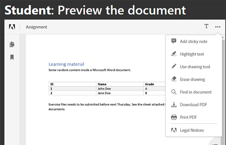 Capture décran des outils de commentaire dans le PDF