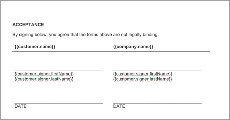 Capture d’écran de la page de signature