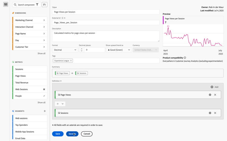 Mesure calculée simple