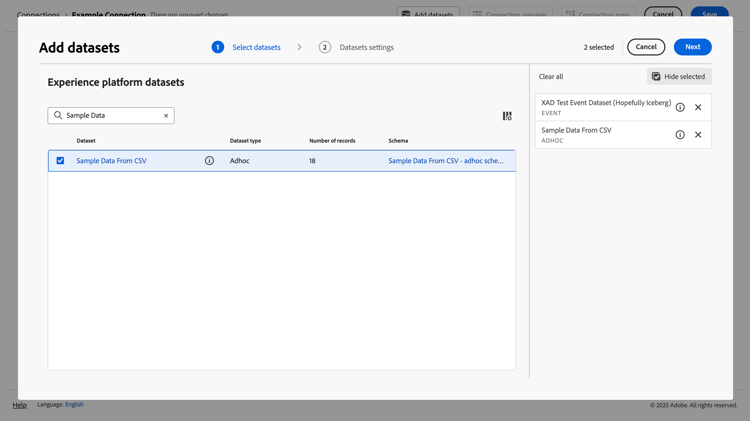 Ajouter des jeux de données